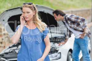 Couple after a car breakdown