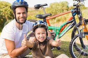 Father and son on a bike ride