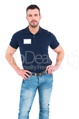 Male technician standing hands on hips