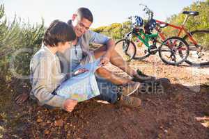 Father and son on a bike ride