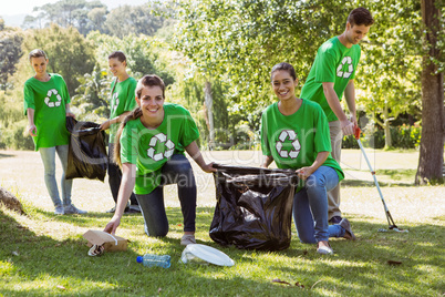 Environmental activists picking up trash