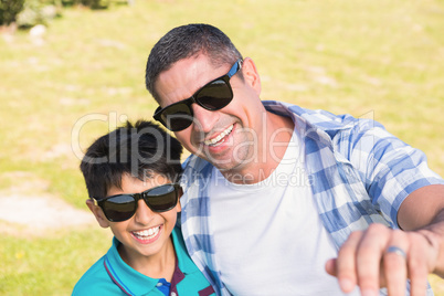 Father and son in the countryside