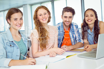 Fashion students looking at camera