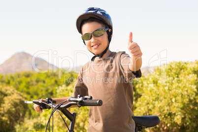 Little boy on a bike ride