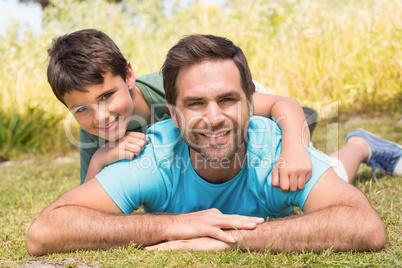 Father and son in the countryside