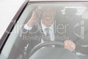 Smiling man sitting at the wheel