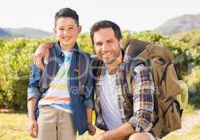 Father and son on a hike together