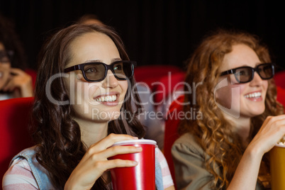 Young friends watching a 3d film