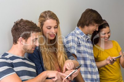 College students using cellphones