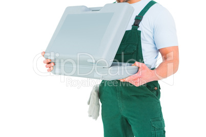 Repairman opening toolbox
