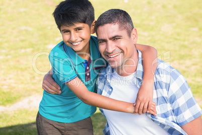 Father and son in the countryside