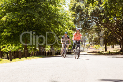 Happy couple on a bike ride