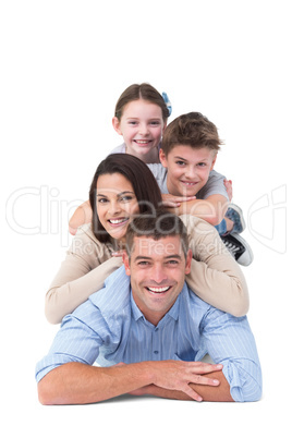 Family lying on top of each other