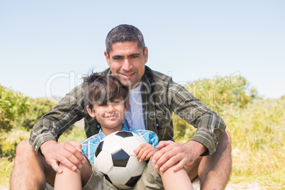 Father and son in the countryside Father and son in the countryside