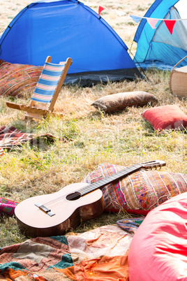 Empty campsite at music festival