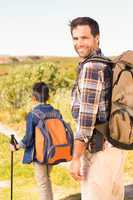 Father and son on a hike together