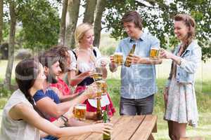 Group of friends celebrating oktoberfest