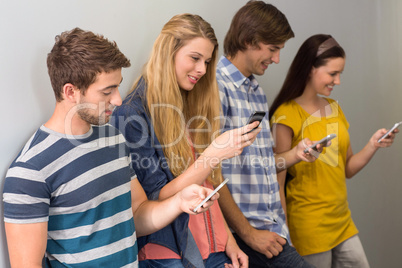 College students using cellphones