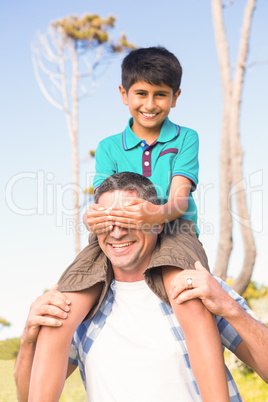 Father and son in the countryside
