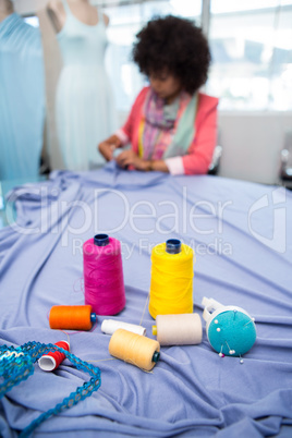 Close up of fashion designers table