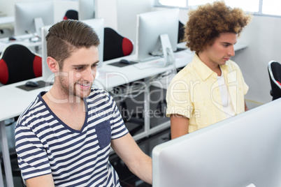 Male students in computer class