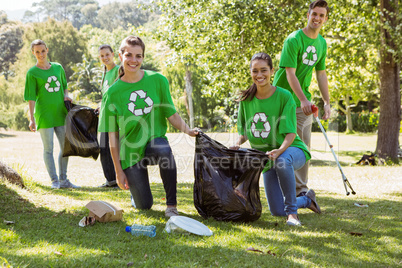 Environmental activists picking up trash