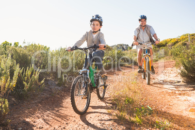 Father and son on a bike ride