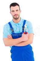 Repairman holding pliers