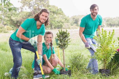 Young woman gardening for the community