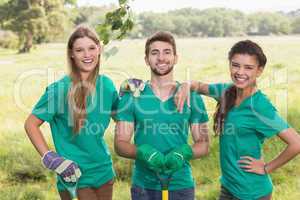 Happy friends gardening for the community