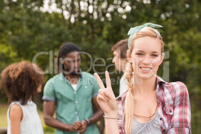 Happy friends in the park