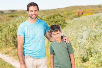 Father and son in the countryside