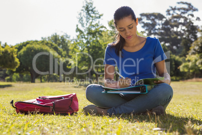 Pretty student studying outside Pretty student studying outside