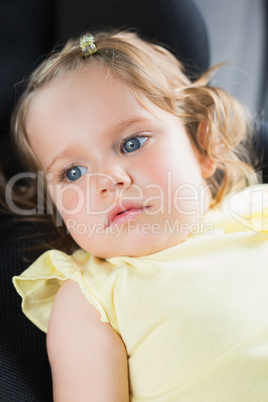 Pretty Little Girl With Blond Hair And Blue Eyes In A Beautiful