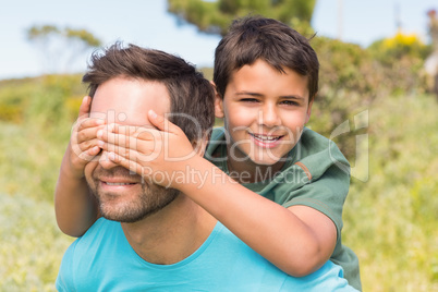 Father and son in the countryside