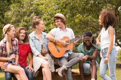 Happy friends in the park