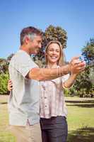 Happy couple dancing in the park