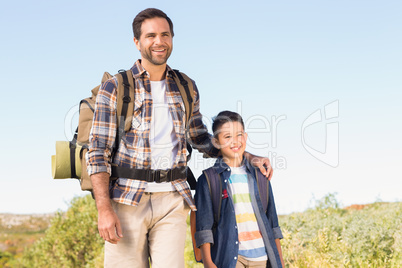 Father and son on a hike together