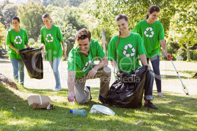 Environmental activists picking up trash