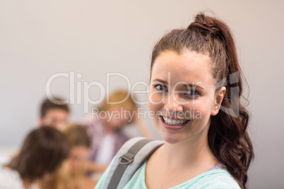 Close up portrait of smiling female student
