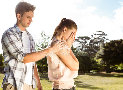 Couple after an argument in the park Couple after an argument in the park