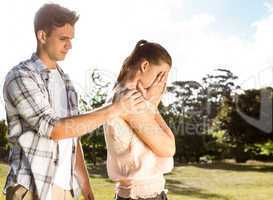 Couple after an argument in the park