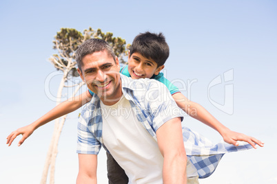 Father and son in the countryside