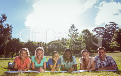 Students studying outside on campus