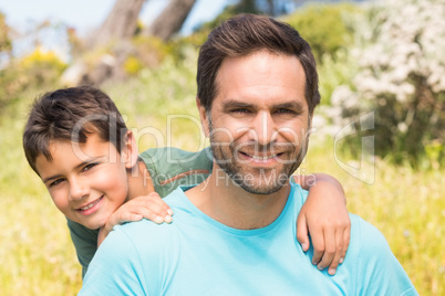 Father and son in the countryside