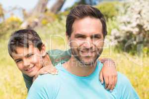 Father and son in the countryside