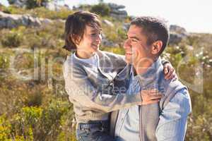 Father and son in the countryside