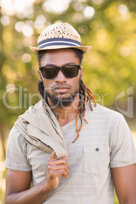 Handsome hipster in the park