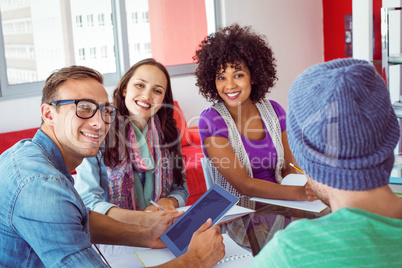 Fashion students smiling at camera