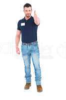 Male technician gesturing thumbs up